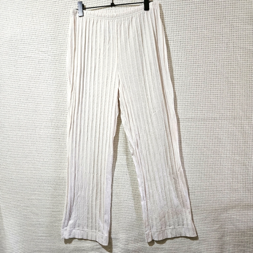 Weekenders White Ribbed Wide Leg Women's Loose Fit Pants Size Large